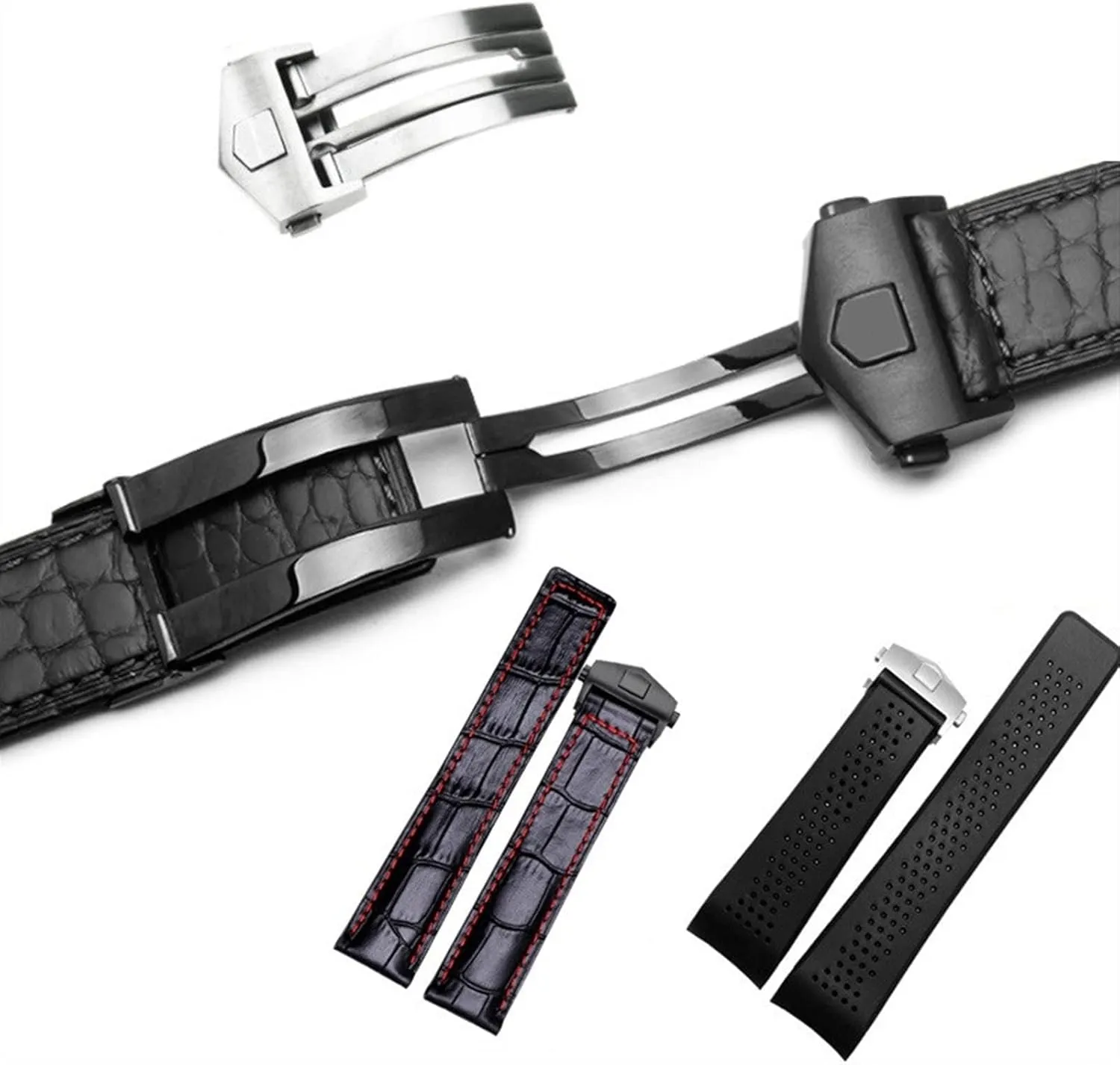 20mm Watches Bottom Watch Buckle(Silver 18mm) Stainless Steel WatchBand Buckle for Tag Watch Strap Fold Clasp Use On Leather Or Rubber numerical slick aggregate intelligible Watch Band 18mm 