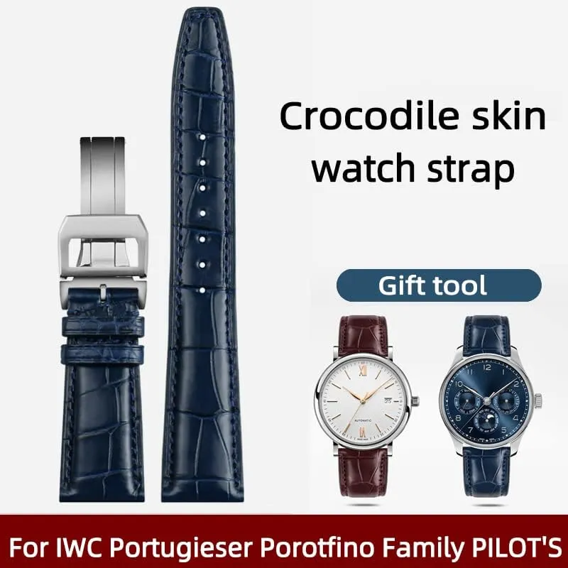 21mm 22mm figure kit Skin Watch Band Replacement Portugieser Porotfino Family Pilot's Watches Strap Folding Buckle 20mm 