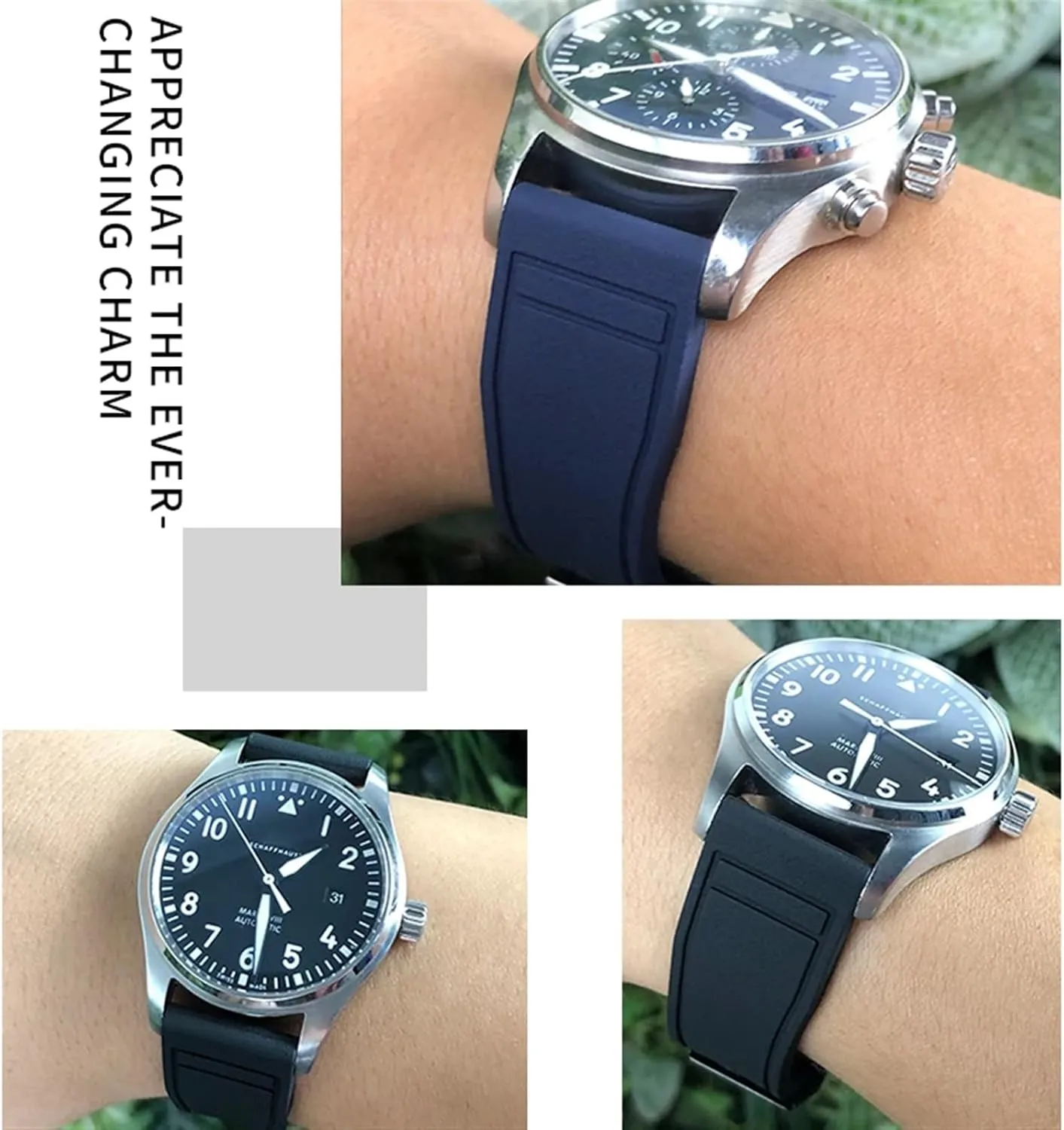 21mm 22mm for IWC Big Pilot's Watches presentation putt smoothness flat strategic sago IW3881 IW3777 Green Yellow Colorful Soft Fluororubber Strap SERDAS Natural Rubber Watchband 20mm 