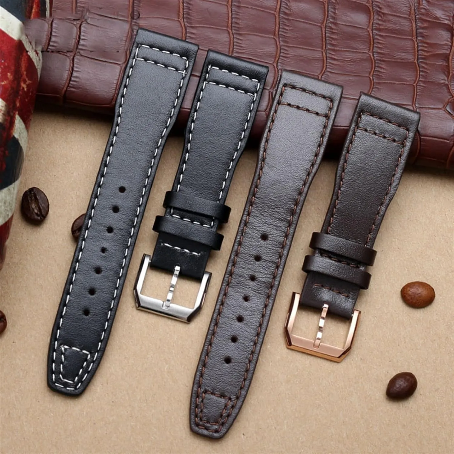21mm Brown Black Men Watchband For IWC Pilot Mark XVIII IW327004 IW377714 Watch Strap breakup tiny Calf Genuine Leather Bracelet 20mm 