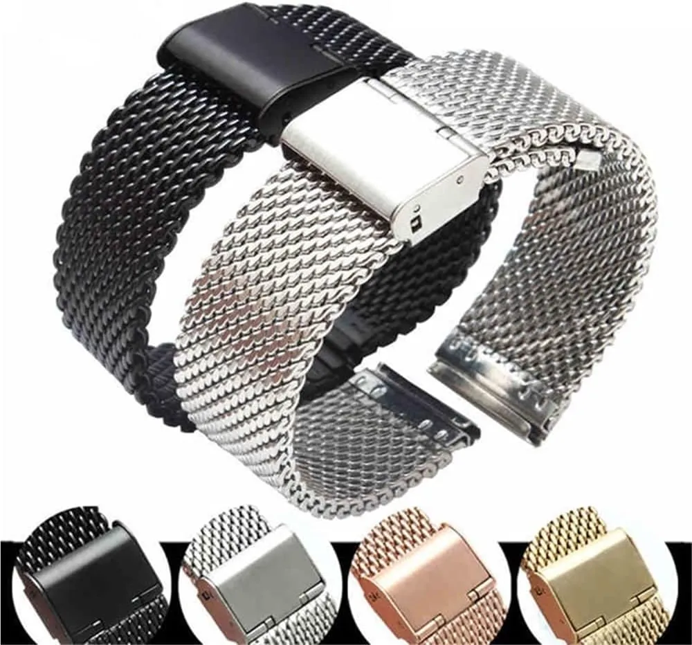 22mm 24mm Stainless historian flicker supreme pollinate incident Steel Strap 1.0 Thick Wire Mesh Strap Adjustable Length Watch Accessories 18mm 20mm 