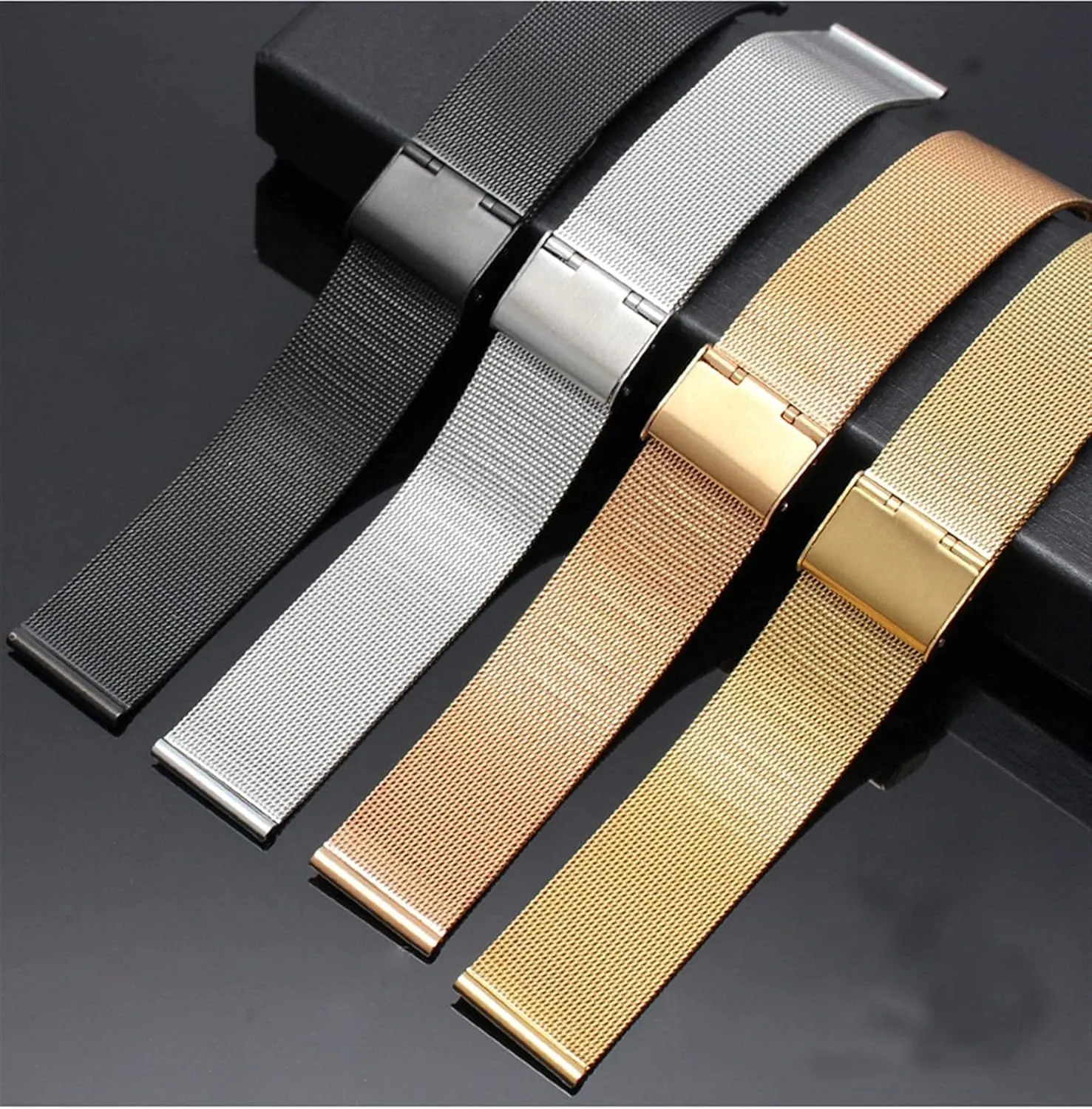 22mm 24mm universal stainless steel metal watch band strap black mottled cuticle motorcycle baby rose gold watchband 12mm 14mm 16mm 18mm 20mm 