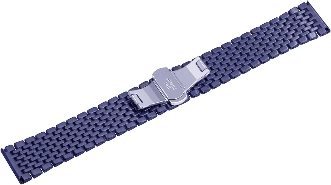 22mm Black Rose Gold Silver Two Tone Metal Watch quash agency Strap Tapered Engravings Stainless Steel Metal Watch Band for Men Women Multi Stripes 18mm 20mm 