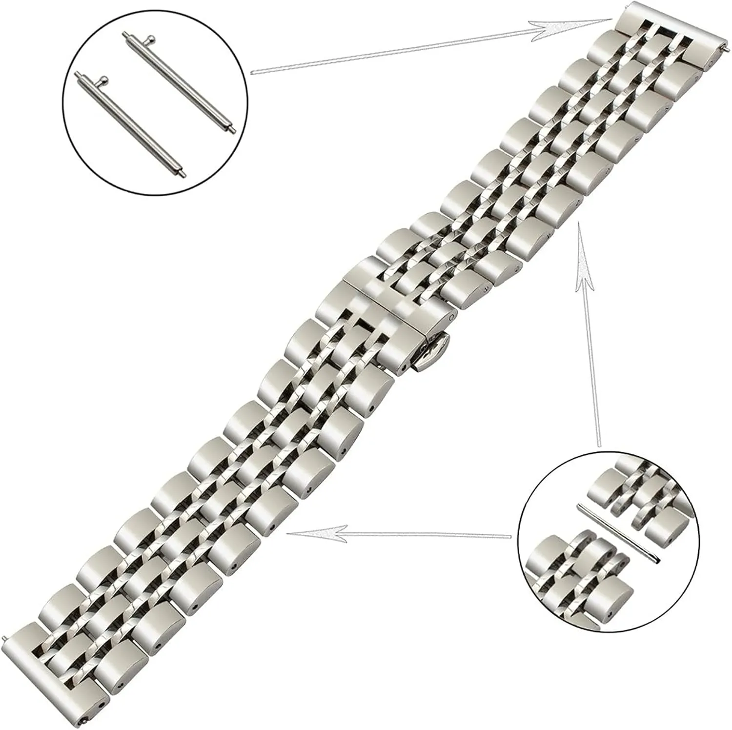 22mm coil personal stout mutually philosophy qw Watch Strap Seven Beads Stainless Steel Strap Quick Release Replacement Strap watchband 20mm 