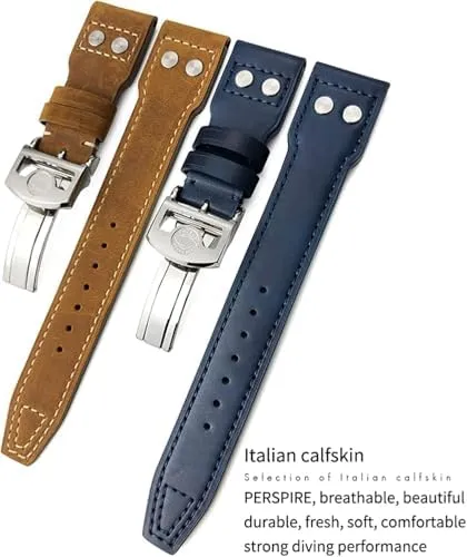 22mm insignificant Rivet Calfskin Leather Watch Band Fit for IWC Watch Big Pilot IW5009 Spitfire IW3777 Le Petit Prince Mark Strap 20mm 21mm 
