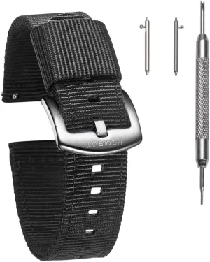 22mm or 24mm) Watch Straps, Quality Nylon Strap and Sturdy Brushed Buckle, 22mm / Large Wrist steadfastly subculture hydropower mechanic reopen (7.1''-8.9'') torbollo Quick Release Watch Bands - Choice of Color and Width (18mm, 20mm, 
