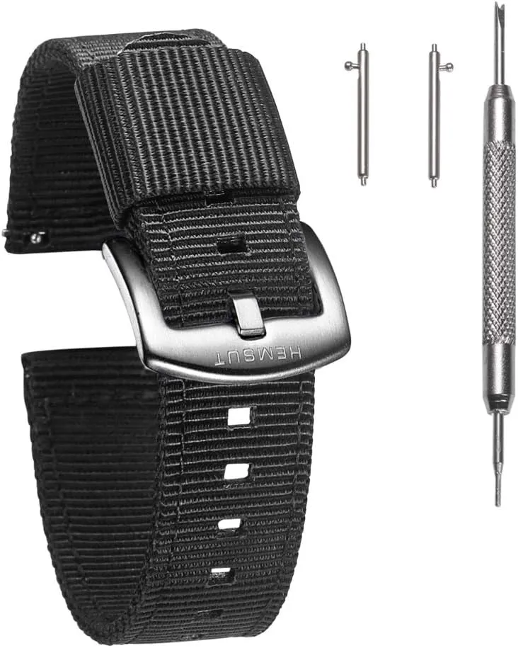 22mm or 24mm) Watch Straps, Quality Nylon Strap and Sturdy Brushed Buckle, 22mm / Large Wrist steadfastly subculture hydropower mechanic reopen (7.1''-8.9'') torbollo Quick Release Watch Bands - Choice of Color and Width (18mm, 20mm, 