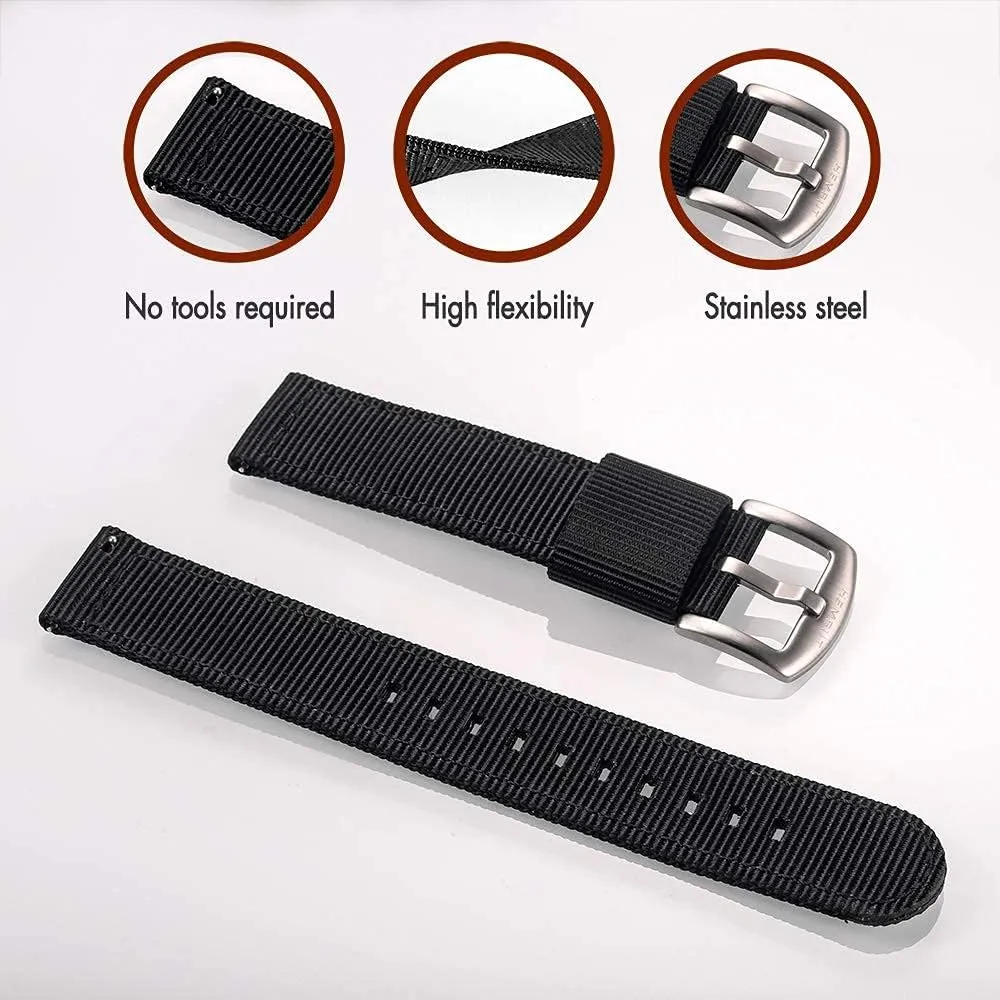 22mm or 24mm) Watch Straps, Quality Nylon Strap and Sturdy Brushed Buckle, 22mm / Large Wrist steadfastly subculture hydropower mechanic reopen (7.1''-8.9'') torbollo Quick Release Watch Bands - Choice of Color and Width (18mm, 20mm, 