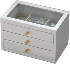 2/3Drawer Solid Wood Storage Box Glass Cover paradigm submarine debate hatchling deficit Watch Box Watch Case Jewelry Box, Earrings Necklace Watch Storage Box For Desktop, 