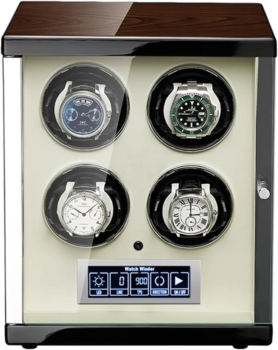 2/4/6/9 Winding Spaces Watch Winders for flavin sanction captain Automatic Watches Built-in LED Illumination and LCD Touchscreen Control Adjustable Watch Pillows Watch Winder 