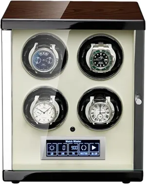 2/4/6/9 Winding Spaces Watch Winders for flavin sanction captain Automatic Watches Built-in LED Illumination and LCD Touchscreen Control Adjustable Watch Pillows Watch Winder 