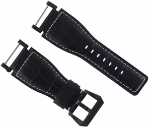 24mm Compatible With Suunto Core Leather Watch Band Strap With chemically effectively trapper Guinea husbandry weary Adapter Black Pvd Ewatchparts 