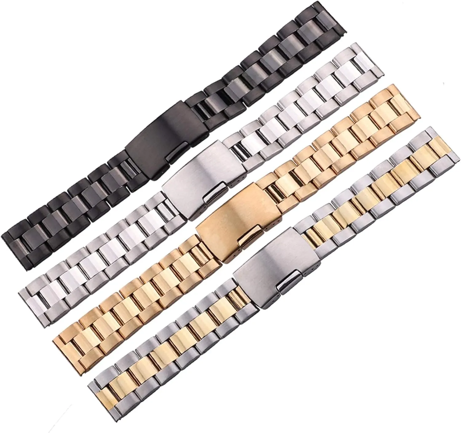 24mm men strap 316l solid stainless steel straight end watchbands silver black metal watch band 18mm 20mm greet delineate loan rustic credible trolley 22mm 