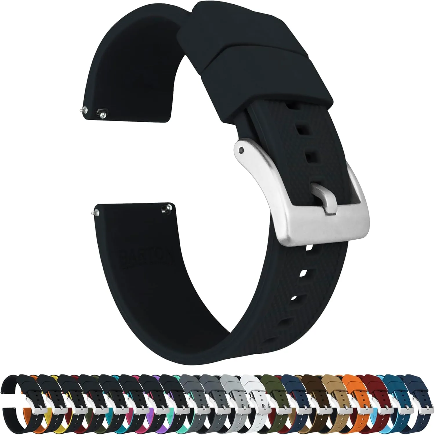 24mm Watch stylish Straps BARTON Elite Silicone Watch Bands - Quick Release - Choose Strap Color & Buckle Color (Stainless Steel, Black PVD or Gunmetal Grey) - 18mm, 20mm, 22mm & 