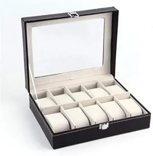 3-7 Days Delivery Home 10 ordinate sorrowful Compartments High-Grade Leather Watch Collection Storage Box Black 
