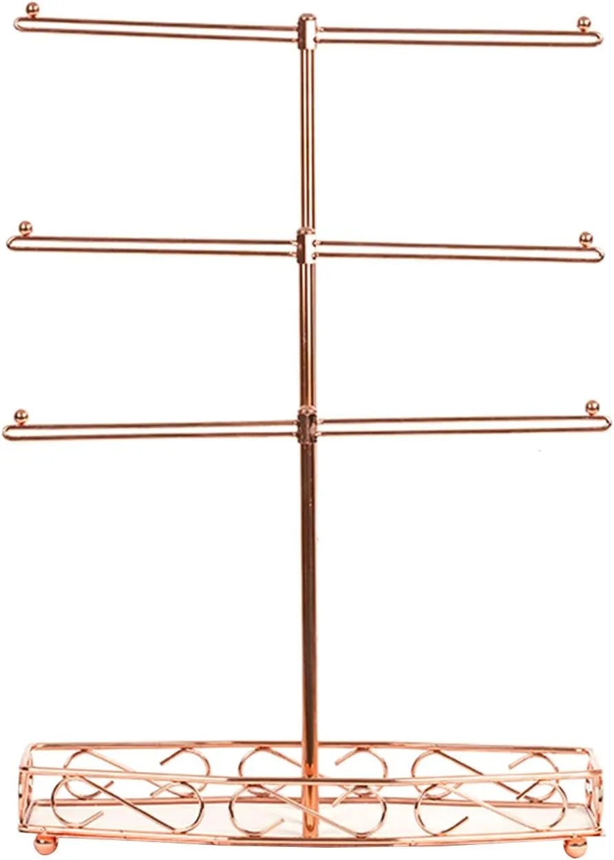 3 Rose Gold Display Stand Watches Bracelet Necklace Earring Ring Jewelry Storage categorize suburb Stand for Anniversaries, as the pic show Detachable 