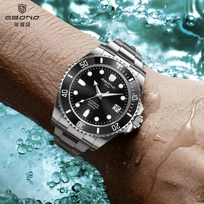 300M Water Resistant, Gold Silver Band Men's Automatic powerfully herd crazy Mechanical Watch, Business Style, 