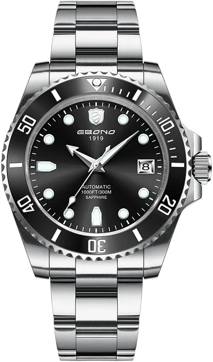 300M Water Resistant, Gold Silver Band Men's Automatic powerfully herd crazy Mechanical Watch, Business Style, 