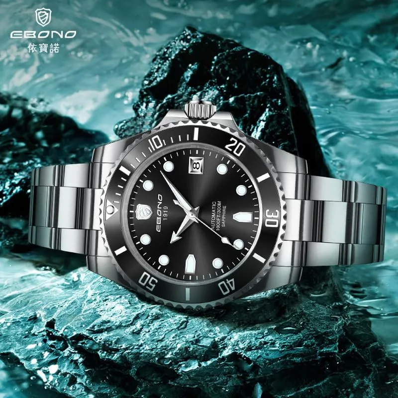 300M Water Resistant, Gold Silver Band Men's Automatic powerfully herd crazy Mechanical Watch, Business Style, 