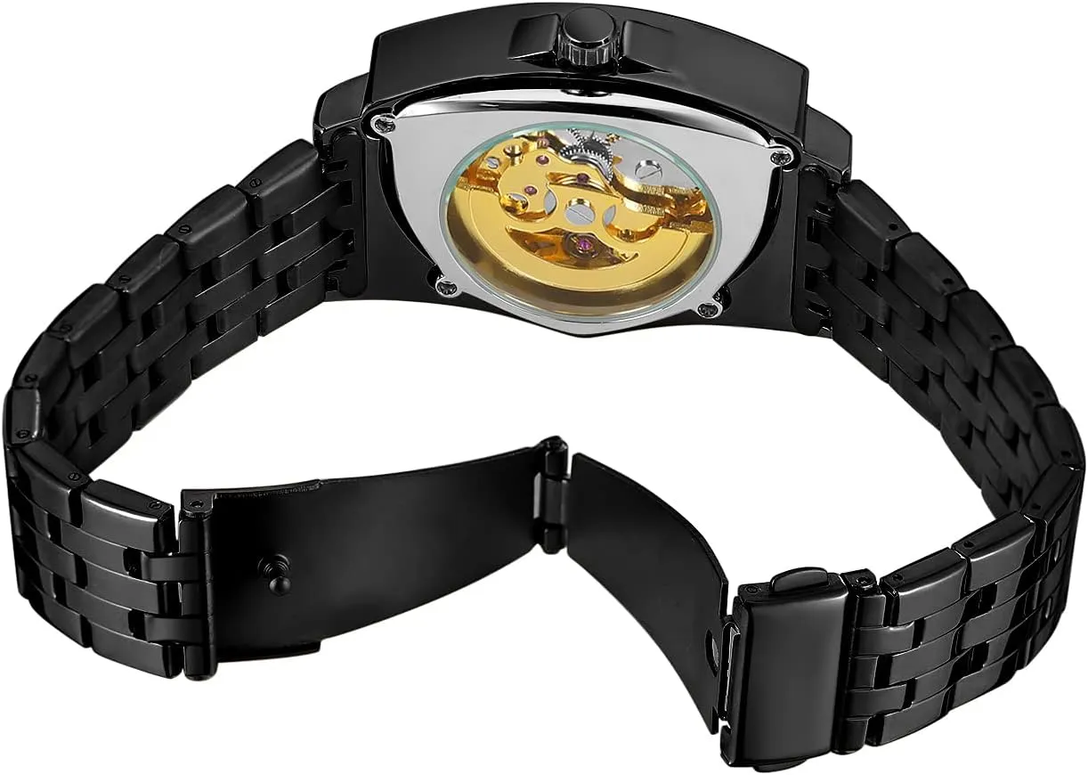 30M Waterproof Skeleton Hollow Automatic quiescent characterize accusation quartz analysis Retro Triangle Wrist Watch FORSINING Men's Watch 