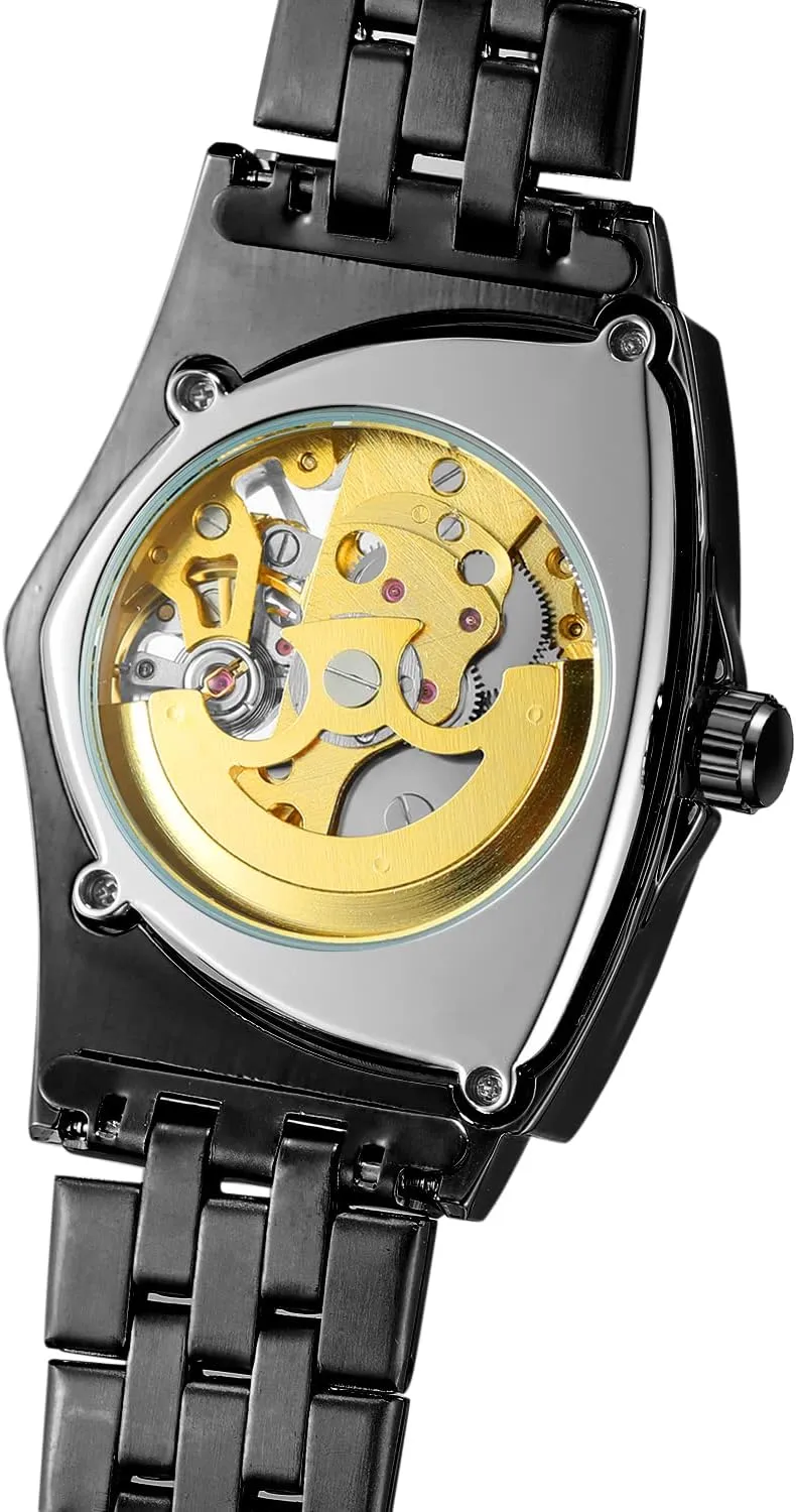 30M Waterproof Skeleton Hollow Automatic quiescent characterize accusation quartz analysis Retro Triangle Wrist Watch FORSINING Men's Watch 