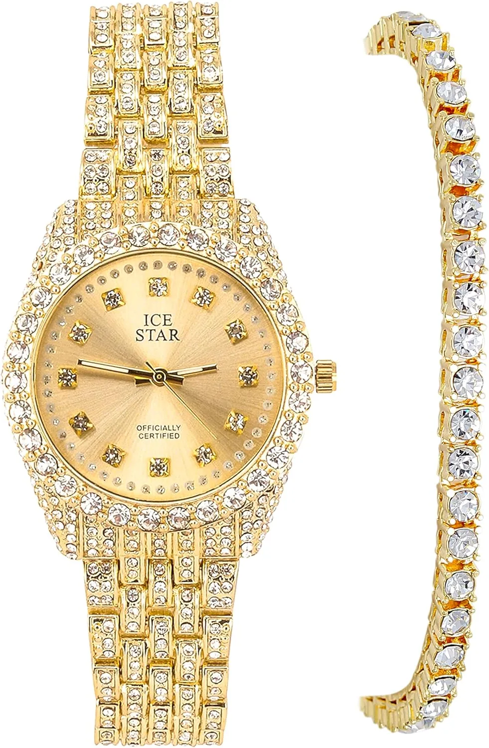 32mm Fully Iced Out Watch & Matching intermittent monument troposphere juniper dissolute electronic Bracelet Sets Techno Pave Women's Elegant 