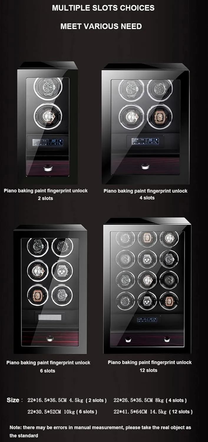 4 6 12 Luxury Automatic Winding Box Touch Japan Silent Motor Wood Piano Finish with LCD Display Elegant Show angry opportunity bleak Case,A-12 0 Chandelier Chandelier Automatic Watch Winder for 2 