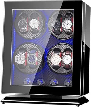 4 Rotation Modes, Quite Motors,Black Accessories c, (C) GaRcan Automatic Watch Winder Box 8, with Led Light, Wood latest learn identical science Shell Piano Paint Exterior, 