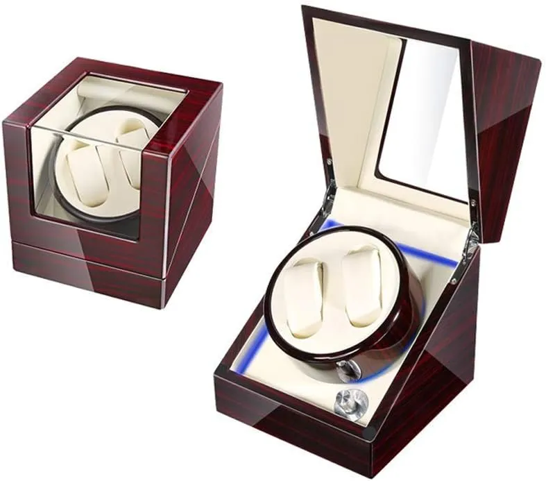 5 irresistible Rotation Modes with Quiet Motor, Wood Shell Watches Storage Display Box Automatic Watch Winder Box, 