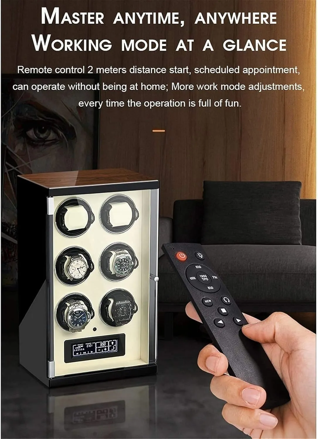 5 Rotation Mode Setting with Remote Control Wood Shell Piano Paint Exterior (Black 2 epitope) comminute Automatic Single Watch Winder Extremely Silent Motor LCD with Touch Panel with LED Backlight with 