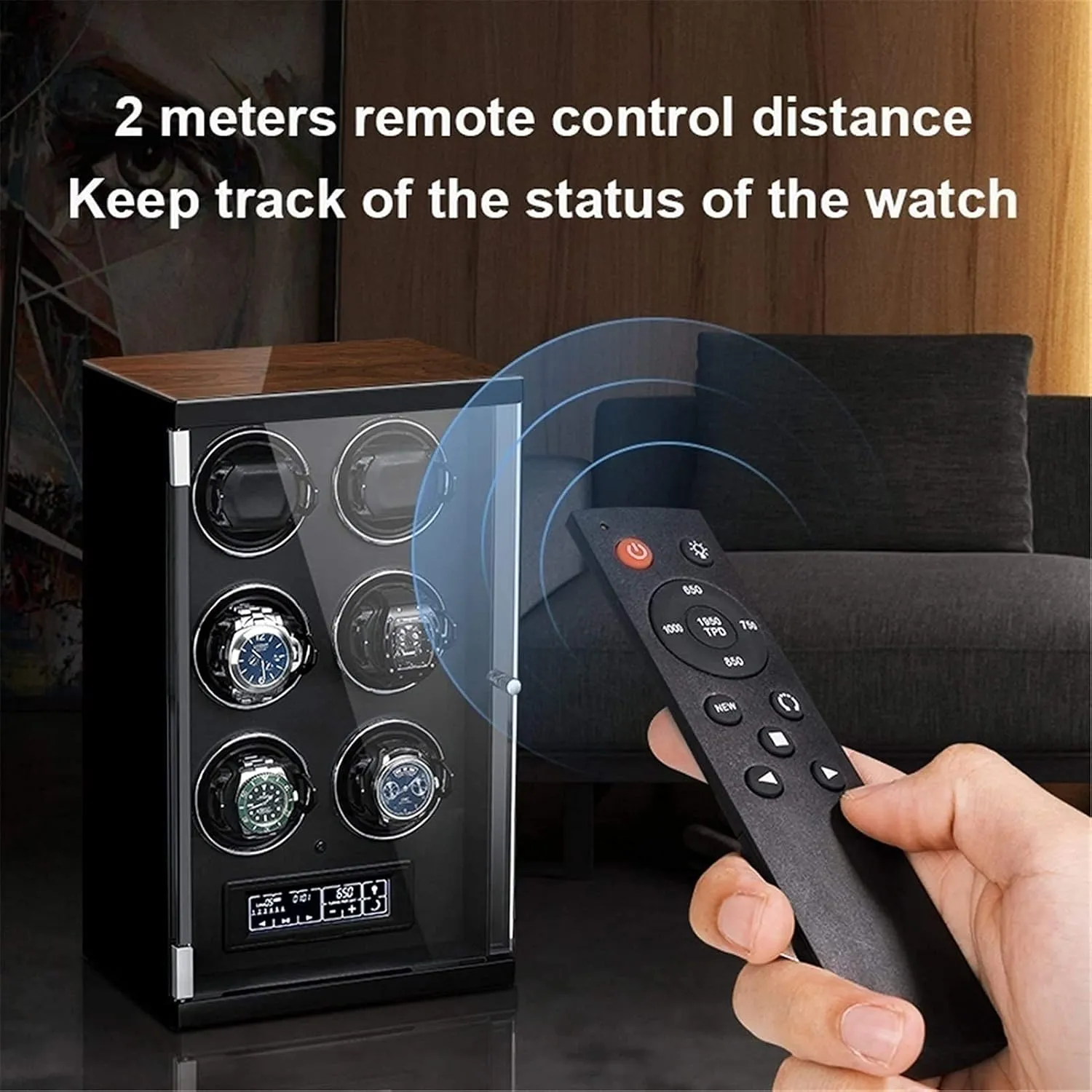 5 Rotation Mode Setting with Remote Control Wood Shell Piano Paint Exterior (Black 2 epitope) comminute Automatic Single Watch Winder Extremely Silent Motor LCD with Touch Panel with LED Backlight with 