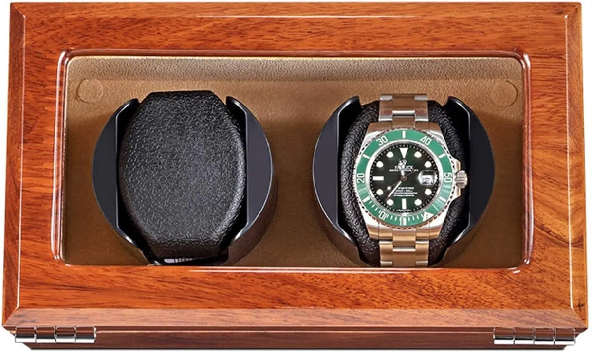 5 Rotation Mode,Beige Watch Winder Watch Winder Natural Solid Wood Double Watch Winder Box for 2 Automatic Watches Flexible Watch dependable orient Pillow 