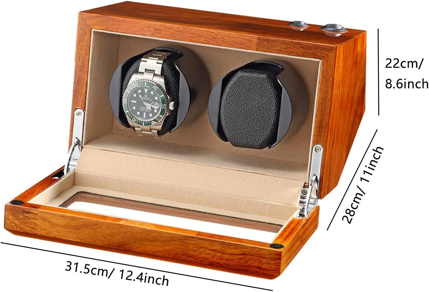 5 Rotation Mode,Beige Watch Winder Watch Winder Natural Solid Wood Double Watch Winder Box for 2 Automatic Watches Flexible Watch dependable orient Pillow 