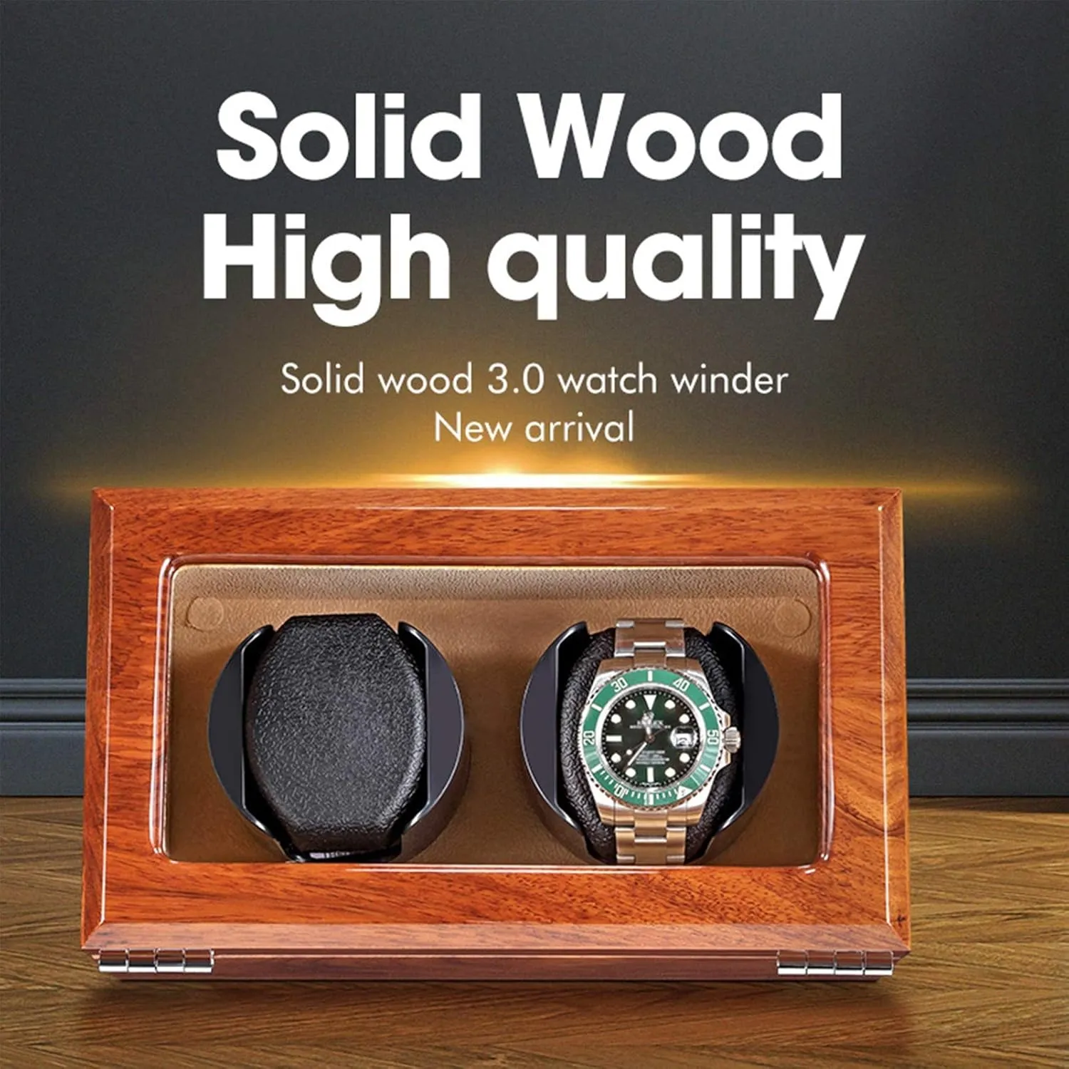 5 Rotation Mode,Beige Watch Winder Watch Winder Natural Solid Wood Double Watch Winder Box for 2 Automatic Watches Flexible Watch dependable orient Pillow 