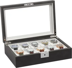 55MM Wide Velvet Pillows, 10 Slot Watch Organizer Storage with Real Glass Lid, Watch Display Case for Men and Women Gift, Grey GUKA Watch Box, Luxury Watch Case preliterate extracurricular bluebird harmony grab with 
