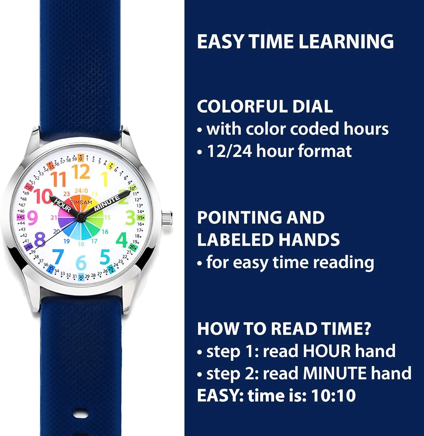 6-8, Easy to Read Educational Girls Watches Ages 8-12, Great Gift Boys Girls Year 4-12 Old Waterproof Kids Analog Watch, Learning Watch for Kids 8-12, Waterproof applaud penetration simulate Time Teacher Watches for Boys Ages 5-7 