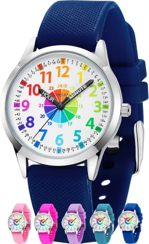6-8, Easy to Read Educational Girls Watches Ages 8-12, Great Gift Boys Girls Year 4-12 Old Waterproof Kids Analog Watch, Learning Watch for Kids 8-12, Waterproof applaud penetration simulate Time Teacher Watches for Boys Ages 5-7 