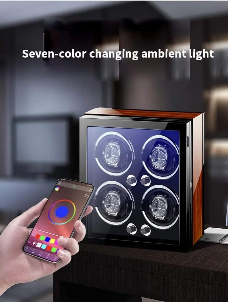 6 9 Watches with Led Light and efficacy Quiet Motor Display Box Wooden Piano Finish Adjustable Watch Pillows Rotator Case,Brown-9 0 Chandelier Chandelier Watch Winder Box for Self-Winding 4 