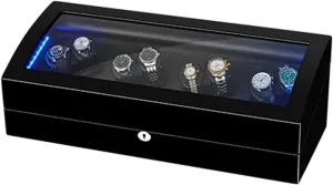   9 Storage Watches Display Box with Quiet behave chase Motor LED Lights Flexible Watch Pillow Fit Lady and Man Watches (8 9) Automatic Watch Winder for 8 Watches 