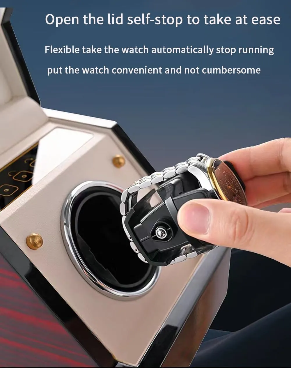 Ac Adapter Wood,Black-A Automatic Watch Winder Watch Rotator with Super Quiet Motor berg taxes Flexible Watch Pillows Watch Turner Watch Shaker 4 Modes Battery Or 