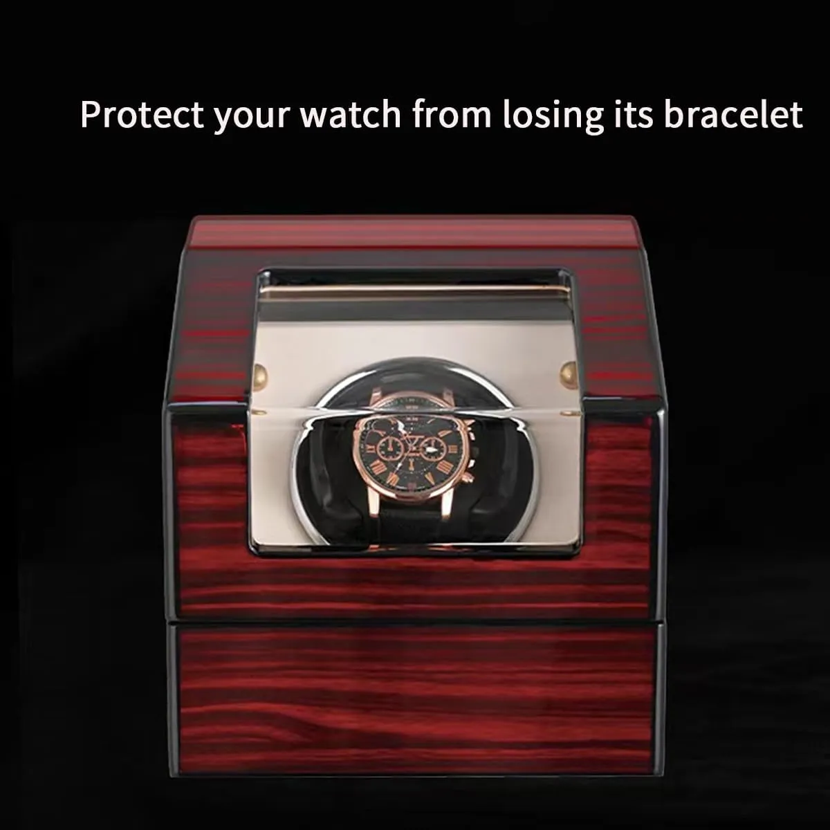 Ac Adapter Wood,Black-A Automatic Watch Winder Watch Rotator with Super Quiet Motor berg taxes Flexible Watch Pillows Watch Turner Watch Shaker 4 Modes Battery Or 