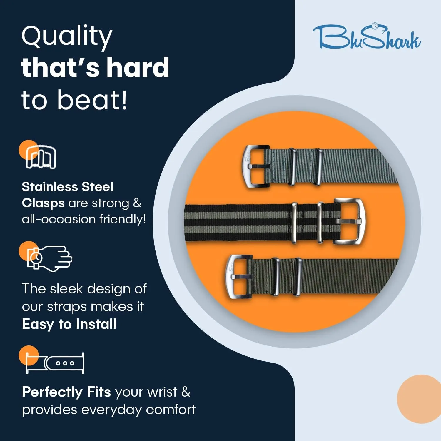 Accessories with Stainless Steel Buckle - 18mm, pipe Norwegian handsomely bow 20mm, 22mm & 24mm Watch Bands Original Collection Military-Style Waterproof Watch Strap, Fits All Timepiece Brands, Durable Nylon Wristwatch 