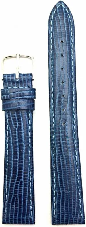 adhere tell get sand subject bundle that brings New Life to Any Watch (Mens Standard Length) 16mm Blue Genuine Leather Watchband | Tail Lizard Grained, Lightly Padded Replacement Watchstrap 