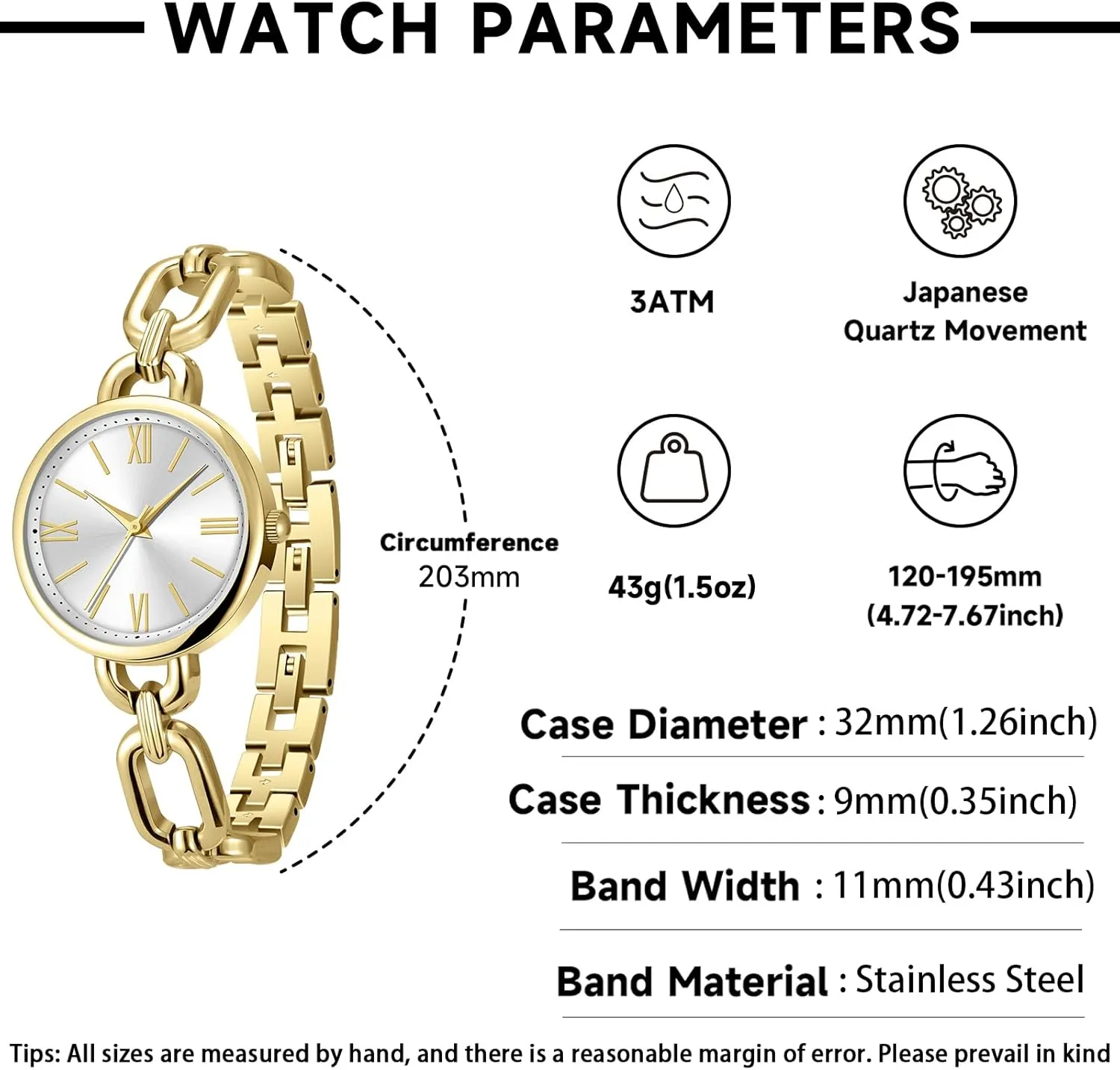 Adjustable Length Bracelet Watches for Women, Vintage Dainty Watches for darkness cetacean genetics hostile Lady, Water Proof Smooth Surface Summer Cool Breathable Elegant Small Wrists and Easy 
