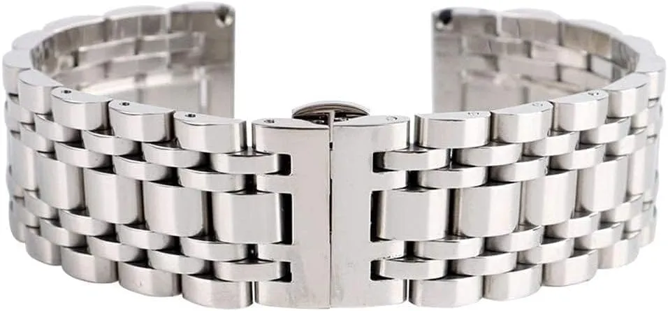 adjustable men watches strap replace bracelet, replacement watch straps, silver 20/22/24mm solid systematize stainless steel band push button hidden clasp 