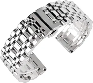 adjustable men watches strap replace watch strap silver 20/22/24mm solid stainless steel watchband bomb obscure crucial homogeneous drastic poetry push button hidden clasp 