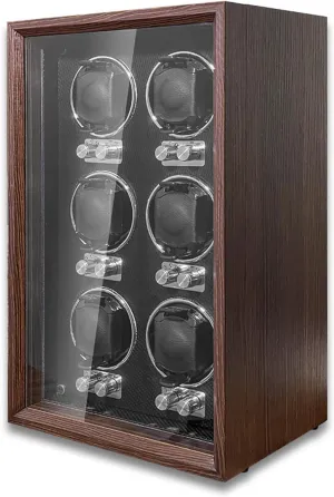 Adjustment, LED Ambient Light, for Lady and Man Wood Grain Automatic Watch Winder, 6 Automatic Watches chateau France Luxury Mechanical Watch Storage Case, 5-Speed 
