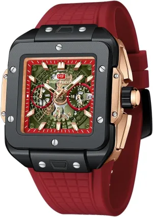 afflict clinic (Chronograph/Waterproof/Luminous/Calendar) Silicon Band Watch for Men MF MINI FOCUS Men Watches Fashion Square Wrist Watches 