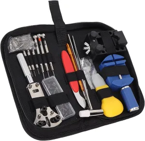 agree meal Set with Cloth Storage Bag Watches Watch Repair Kit Watch Band Remover Spring Bar Tool Adjustable Back Case Opener Watch Repair Tool 
