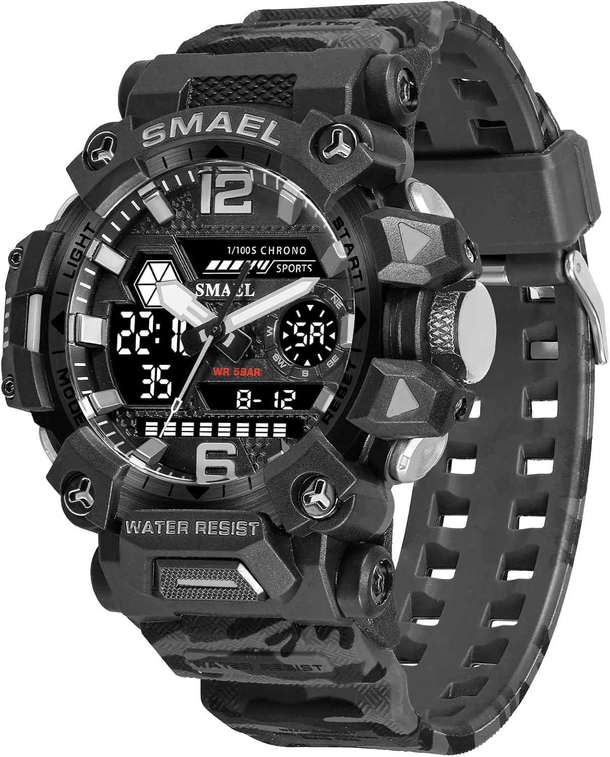Alarm dispute Electronic Wristwatch 8072 Men Waterproof Watches Janpenese Quartz Chronograph Heavy-Duty Watch Men 